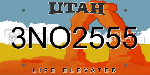 3NO2555 Utah License Plate