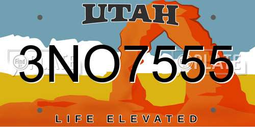 3NO7555 Utah License Plate