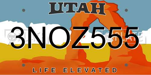 3NOZ555 Utah License Plate