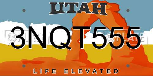 3NQT555 Utah License Plate