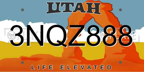 3NQZ888 Utah License Plate