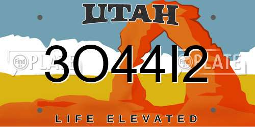 3O44I2 Utah License Plate