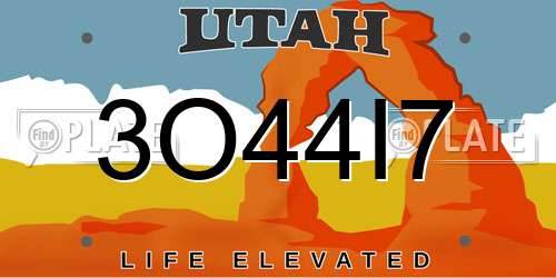 3O44I7 Utah License Plate