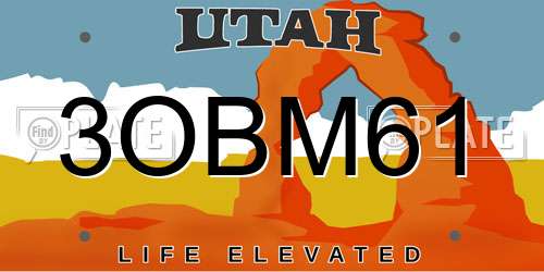 3OBM61 Utah License Plate