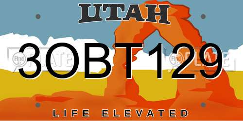 3OBT129 Utah License Plate