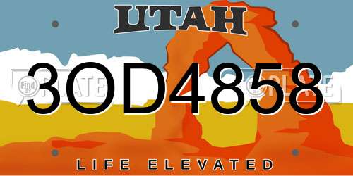 3OD4858 Utah License Plate