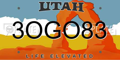 3OGO83 Utah License Plate