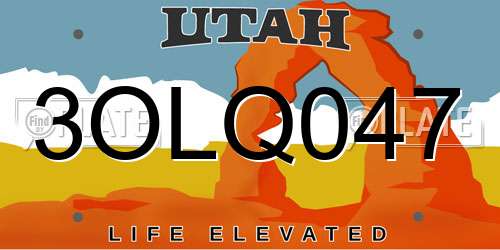 3OLQ047 Utah License Plate