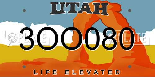 3OO080 Utah License Plate