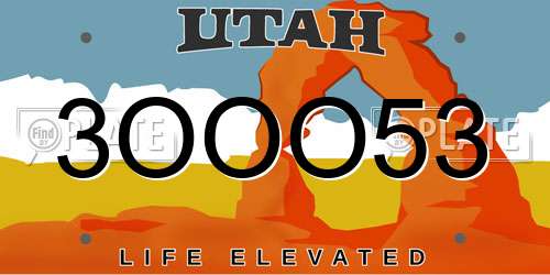 3OOO53 Utah License Plate