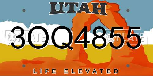 3OQ4855 Utah License Plate