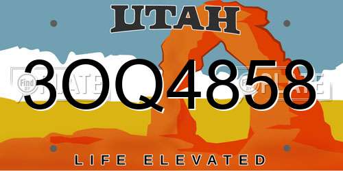 3OQ4858 Utah License Plate