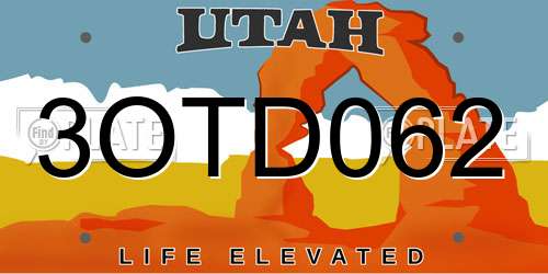 3OTD062 Utah License Plate
