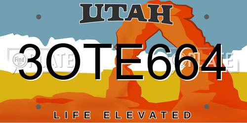 3OTE664 Utah License Plate