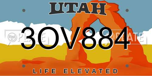 3OV884 Utah License Plate