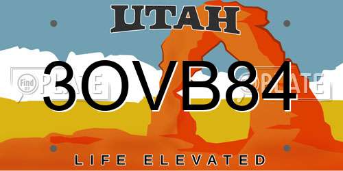 3OVB84 Utah License Plate