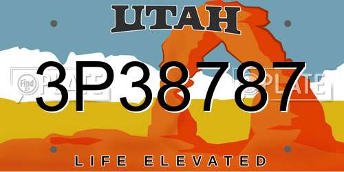 3P38787 Utah License Plate