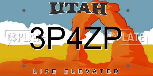 3P4ZP Utah License Plate