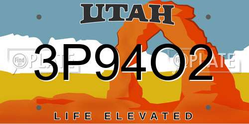3P94O2 Utah License Plate