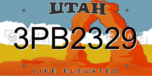 3PB2329 Utah License Plate