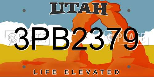 3PB2379 Utah License Plate
