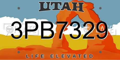 3PB7329 Utah License Plate