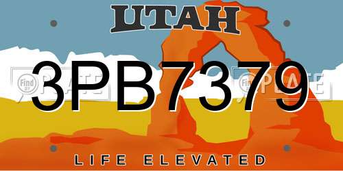 3PB7379 Utah License Plate