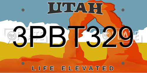 3PBT329 Utah License Plate