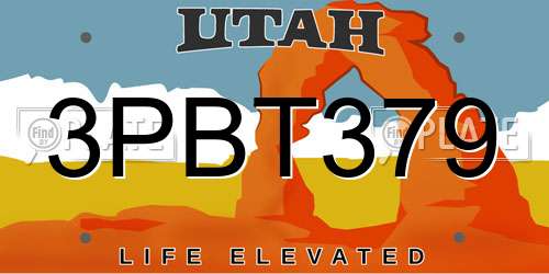 3PBT379 Utah License Plate