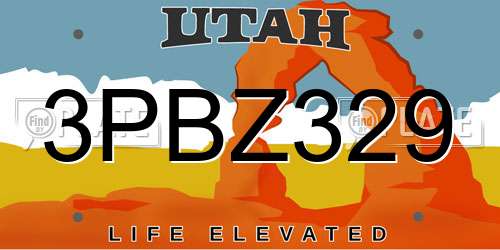 3PBZ329 Utah License Plate