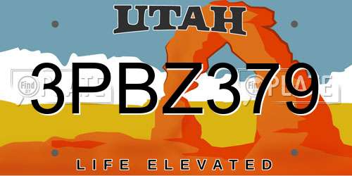 3PBZ379 Utah License Plate