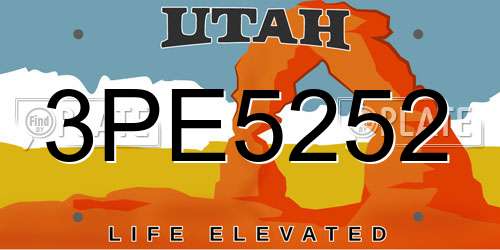 3PE5252 Utah License Plate