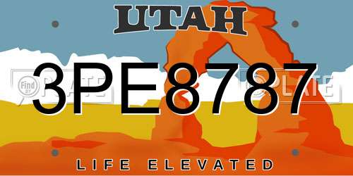 3PE8787 Utah License Plate
