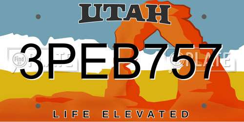 3PEB757 Utah License Plate