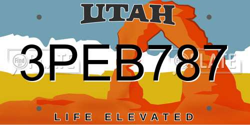3PEB787 Utah License Plate