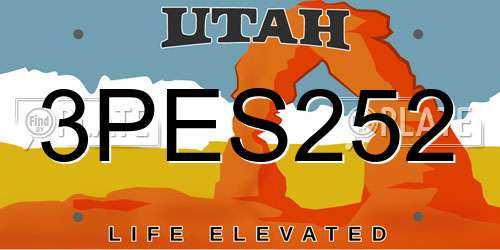 3PES252 Utah License Plate