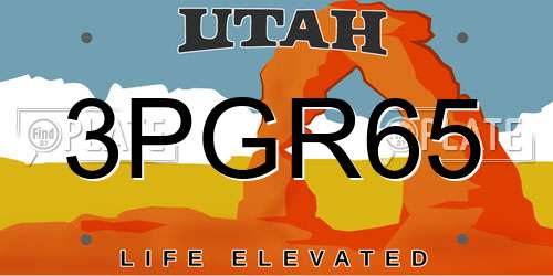 3PGR65 Utah License Plate