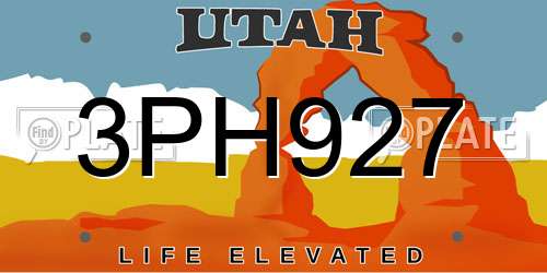 3PH927 Utah License Plate