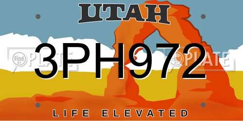 3PH972 Utah License Plate