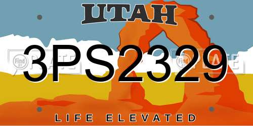3PS2329 Utah License Plate