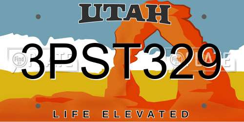 3PST329 Utah License Plate