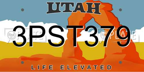 3PST379 Utah License Plate