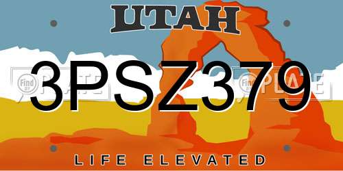 3PSZ379 Utah License Plate