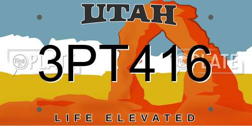 3PT416 Utah License Plate