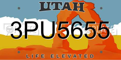 3PU5655 Utah License Plate
