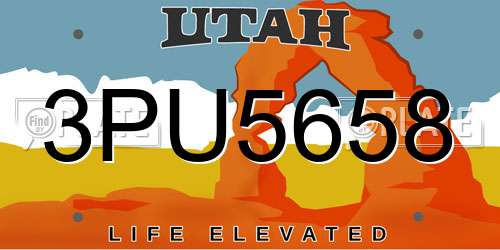 3PU5658 Utah License Plate