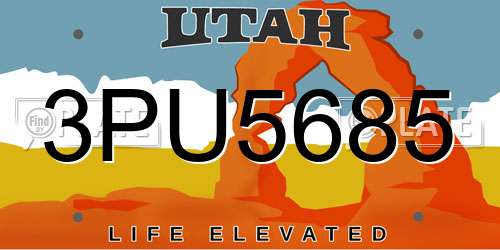 3PU5685 Utah License Plate