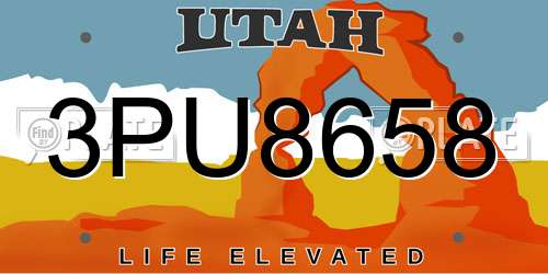 3PU8658 Utah License Plate
