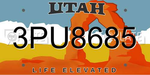 3PU8685 Utah License Plate