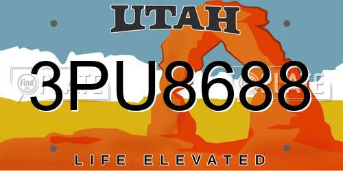 3PU8688 Utah License Plate